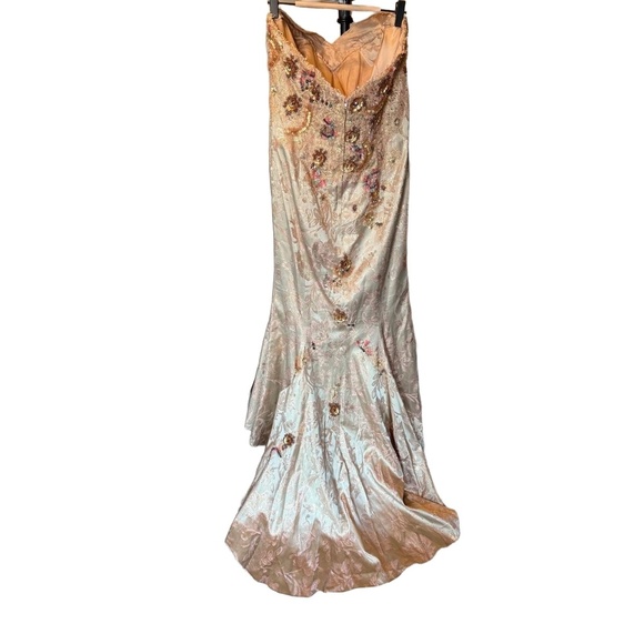 Terani Women’s Gown Champagne Gold Strapless Beaded Sweetheart Neckline size 18 - Picture 3 of 11